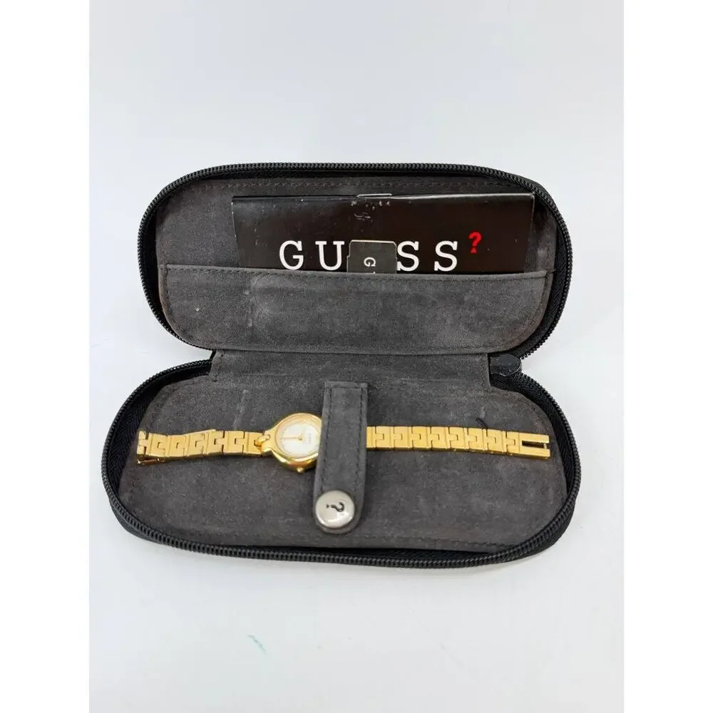 Guess G70367 Women's Gold Tone Bracelet Watch Box Papers Needs Battery